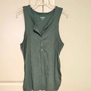 Green Rib Knit Snap Nursing Friendly Xl Tank Top Maternity